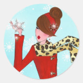 "Winter DIVA" Ronde Sticker (Voorkant)