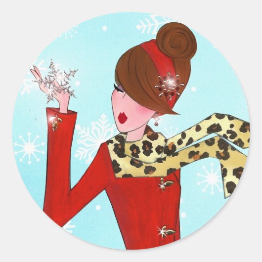 "Winter DIVA" Ronde Sticker (Voorkant)