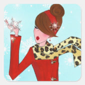 "Winter DIVA" Vierkante Sticker (Voorkant)