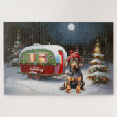 Winter Doberman Caravan Kerstavontuur Legpuzzel (Horizontaal)