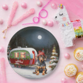 Winter Doberman Caravan Kerstavontuur Papieren Bordje (Feest)