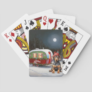 Winter Doberman Caravan Kerstavontuur Pokerkaarten
