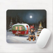 Winter Dobermann Caravan Kerst Avontuur  Muismat (Met muis)