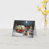 Winter Dobermann Caravan Kerstavontuur  Kaart (Gele Bloem)