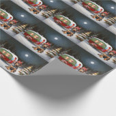 Winter Dobermann Caravan Kerstmis Avontuur  Cadeaupapier (Hoek)