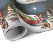 Winter Dobermann Caravan Kerstmis Avontuur  Cadeaupapier (Rol Hoek)