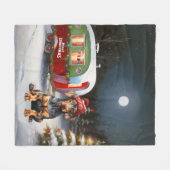 Winter Dobermann Caravan Kerstmis Avontuur Fleece Deken (Voorkant (Horizontaal))