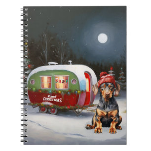 Winter Dobermann Karavaan Kerstmis Avontuur  Notitieboek