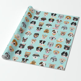 Winter Dog Faces Cadeaupapier