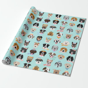 Winter Dog Faces Cadeaupapier