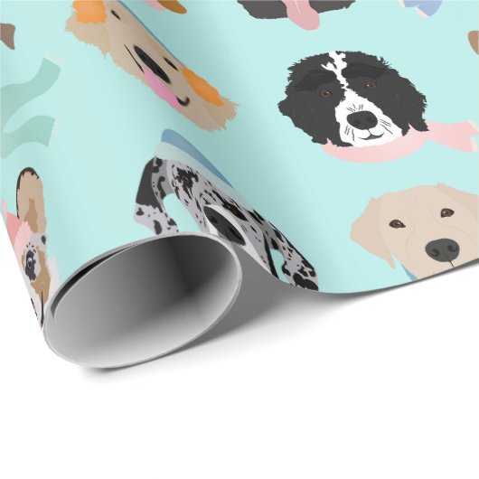 Winter Dog Faces Cadeaupapier (Rol Hoek)