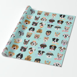 Winter Dog Faces Cadeaupapier