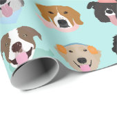 Winter Dog Faces Cadeaupapier (Rol Hoek)