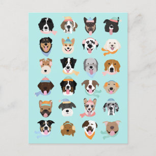 Winter Dog Faces Feestdagenkaart