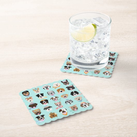 Winter Dog Faces Kartonnen Onderzetters (Insitu)