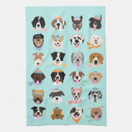 Winter Dog Faces Theedoek