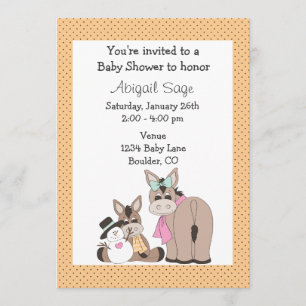 Winter Donkey Baby shower Invitation Kaart