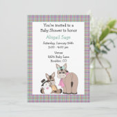 Winter Donkey Baby shower Uitnodiging - Neutraal (Staand voorkant)