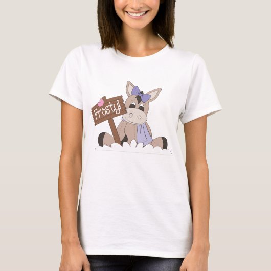 Winter Donkey Frosty Sign T-Shirt (Voorkant)