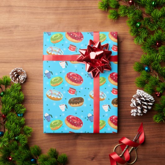 Winter Donuts & Hot Chocolate-patronen  Cadeaupapier (Feestdagen Geschenken)