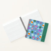 Winter Doodles Blue Pattern met Monogram Notitieboek (Binnen)