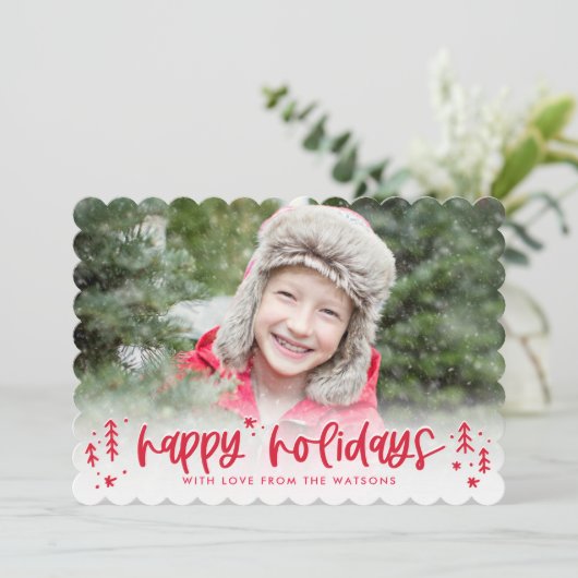 Winter Doodles Modern Holiday Fotokaart Feestdagenkaart (Staand voorkant)