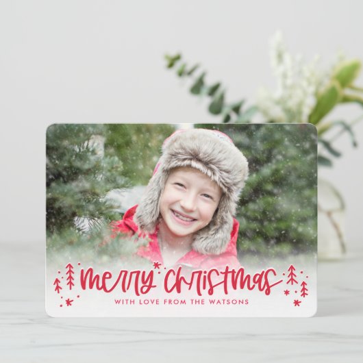 Winter Doodles Moderne Kerst Foto Kaart (Staand voorkant)