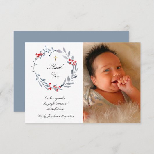 winter doop dank u kaart (Voorkant / Achterkant)