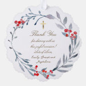 winter doop dank u ornament kaart (Achterkant)