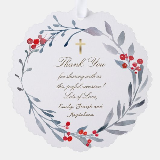 winter doop dank u ornament kaart (Achterkant)