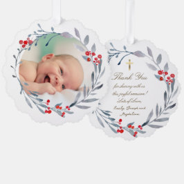 winter doop dank u ornament kaart