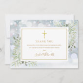 Winter Doop met Groen Bedankkaart (Voorkant)