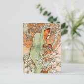  winter door Alphonse Mucha Briefkaart (Staand voorkant)