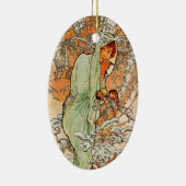  winter door Alphonse Mucha Keramisch Ornament (Rechts)