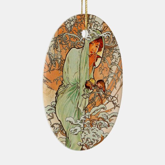  winter door Alphonse Mucha Keramisch Ornament (Rechts)