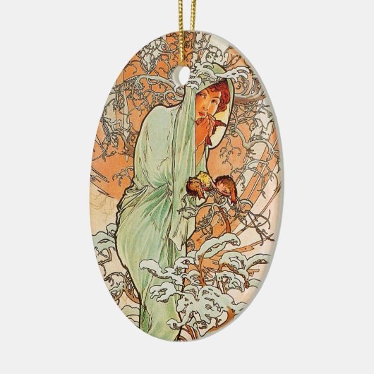  winter door Alphonse Mucha Keramisch Ornament (Links)