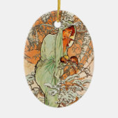  winter door Alphonse Mucha Keramisch Ornament (Voorkant)
