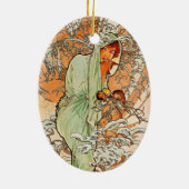  winter door Alphonse Mucha Keramisch Ornament (Achterkant)