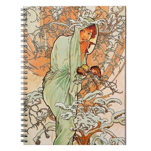  winter door Alphonse Mucha Notitieboek (Voorkant)