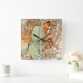 winter door Alphonse Mucha Vierkante Klok (Huis)