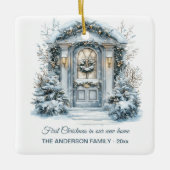Winter Door Scene Nieuw Huis Kerstmis Keramisch Ornament (Voorkant)