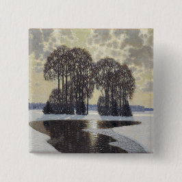 Winter (door Vilhelms Purvitis) Vierkante Button 5,1 Cm