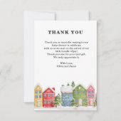 Winter dorp baby shower Dank u Kaart (Voorkant)