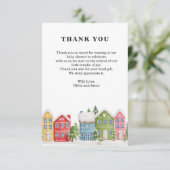 Winter dorp baby shower Dank u Kaart (Staand voorkant)