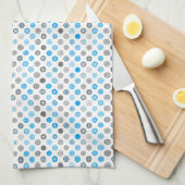 Winter Dot Pattern Wit Blauw Grijs Keuken Handdoek (Quarter Fold)