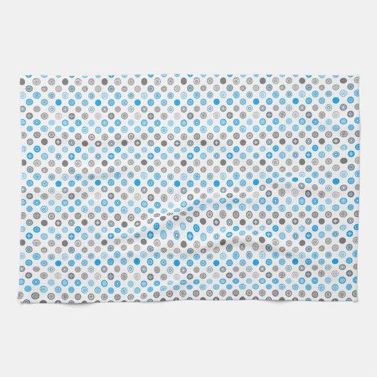 Winter Dot Pattern Wit Blauw Grijs Keuken Handdoek (Horizontaal)