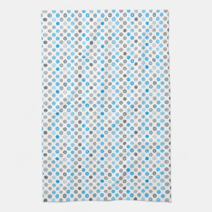 Winter Dot Pattern Wit Blauw Grijs Keuken Handdoek