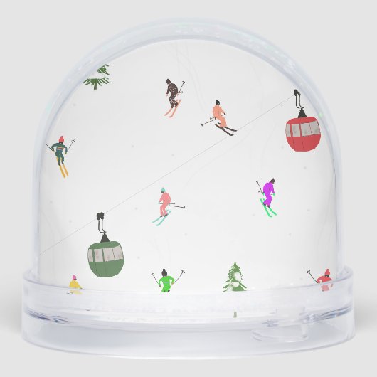 Winter Downhill Aerial Skiers Skipatroon Sneeuwbol (Achterkant)