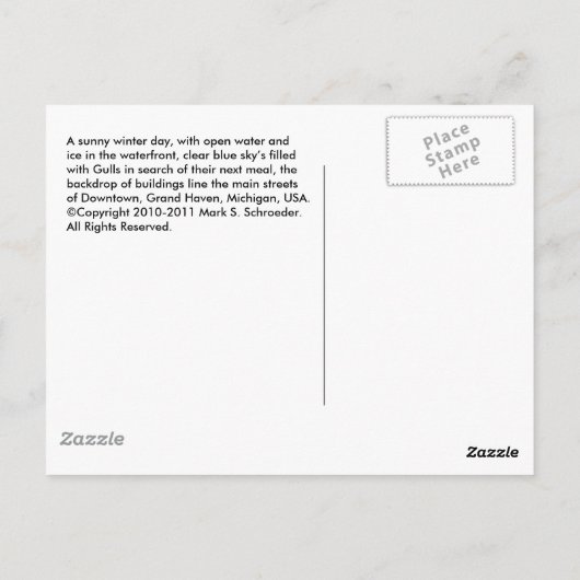 WINTER DOWNTOWN, GRAND HAVEN, MI.  VS. BRIEFKAART (Achterkant)