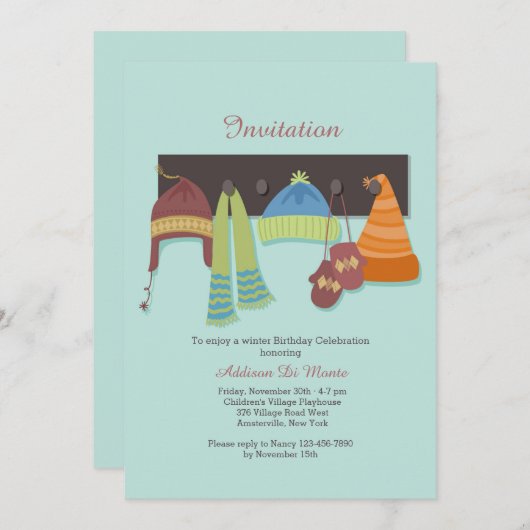 Winter Draag uitnodiging (Voorkant / Achterkant)